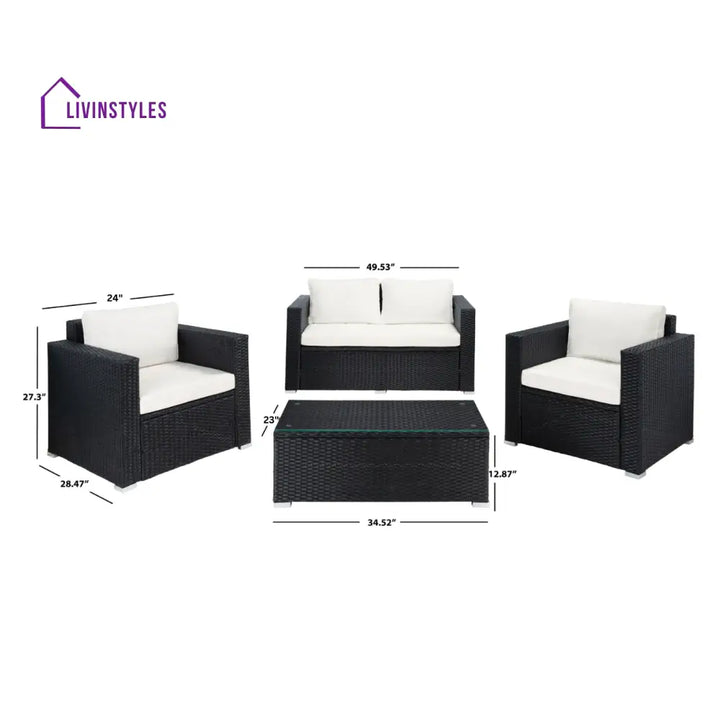 Power Outdoor Sofa Set 2 Seater 2 Single seater and 1 Center Table Set (White) - Sofa Sets