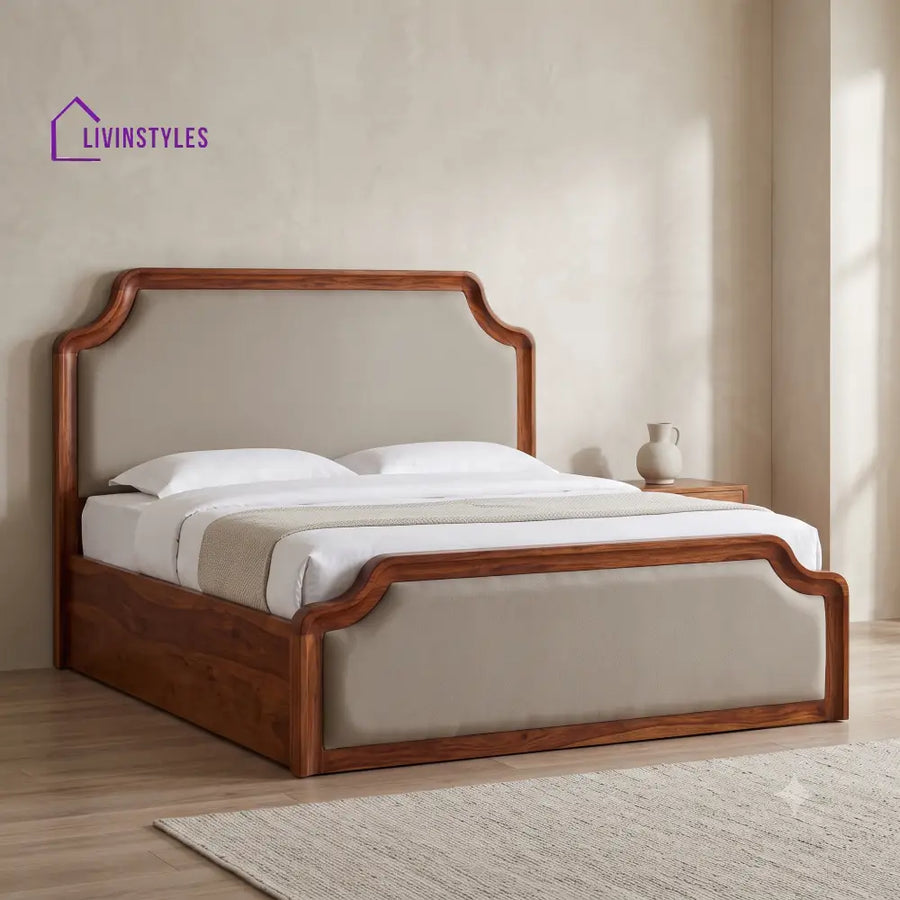 Pradeep King Size Hydraulic Storage Bed With Sheesham Wood Finish