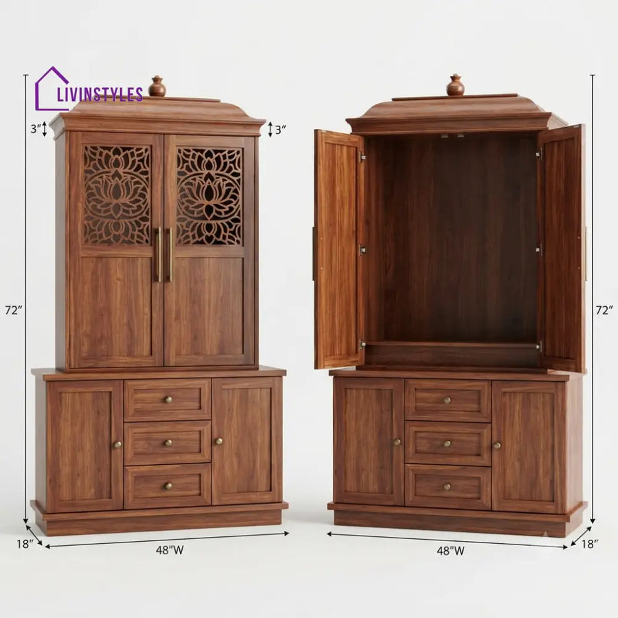 Pragya Premium Solid Wood Home Temple | Pooja Mandir for Home