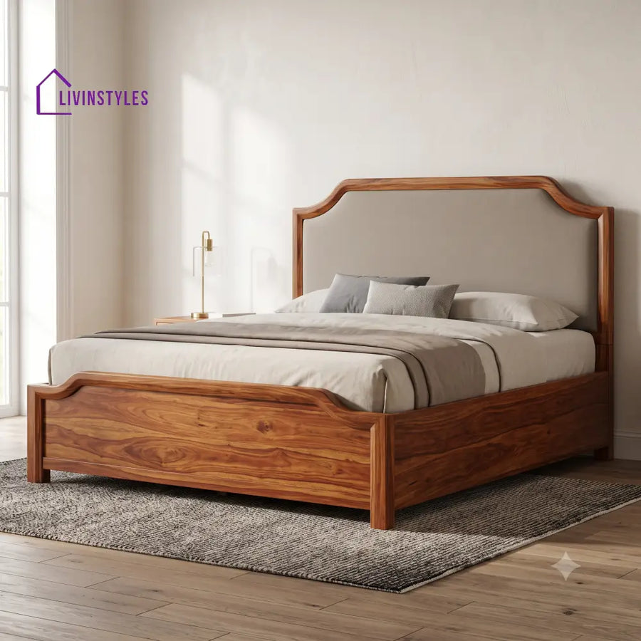 Prakash Sheesham Wood King Size Hydraulic Double Bed With Storage