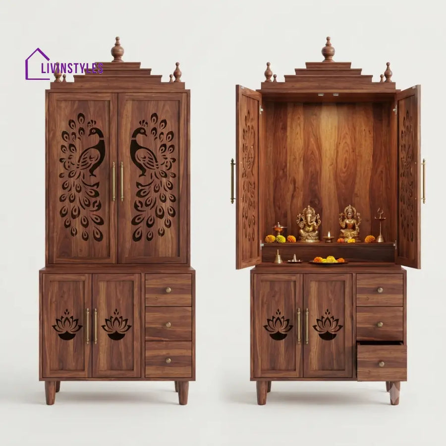 Prakriti Premium Solid Wood Home Temple | Pooja Mandir for Home
