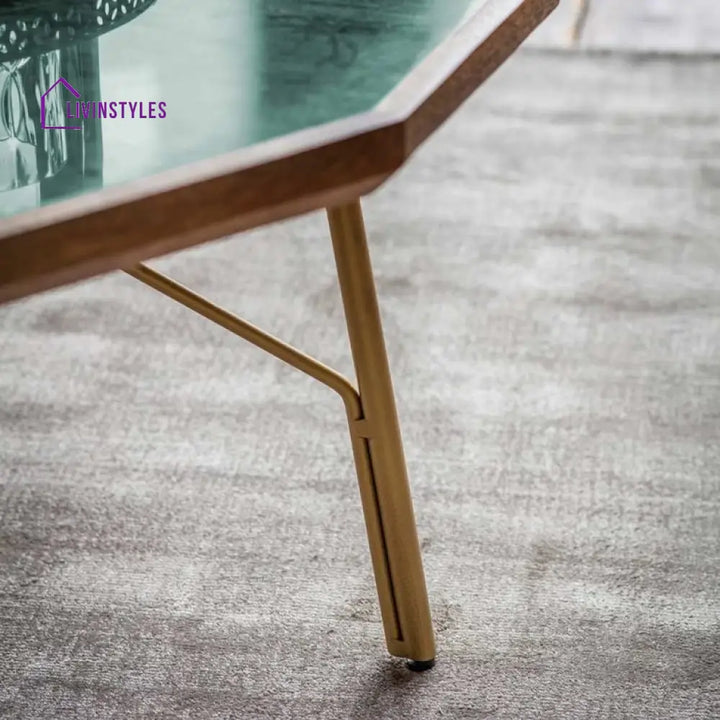 Pranav Green Marble Top Jade Coffee Table – Contemporary Elegance for Your Living Space Coffee Table