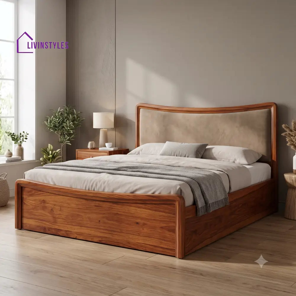 Pranav Sheesham Wood Hydraulic Double Bed King Size Sleek Design