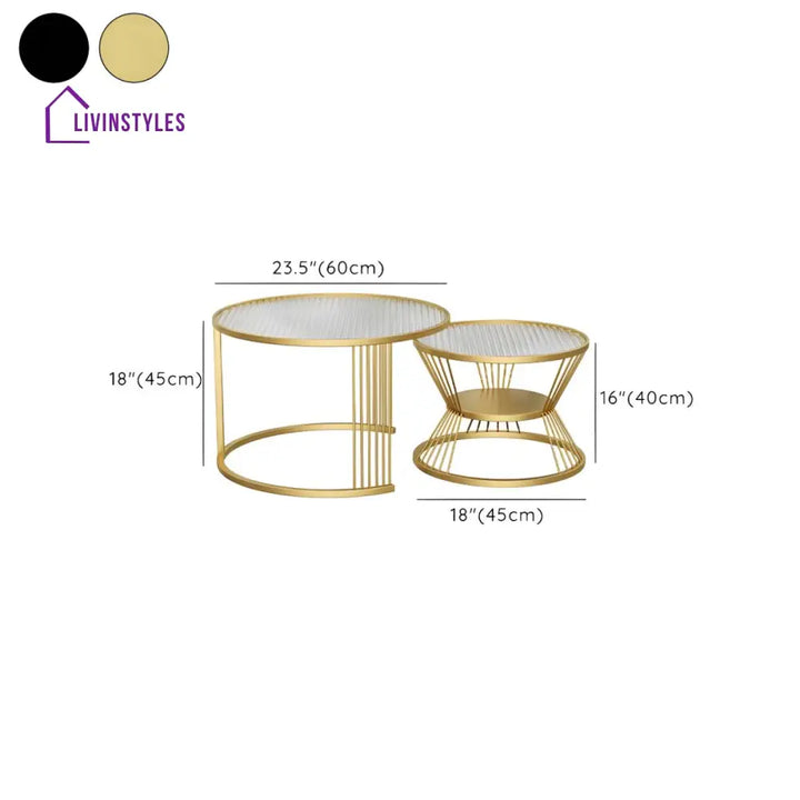 Pranavi Stainless Steel and Fluted Glass Top Coffee Table for Living Room