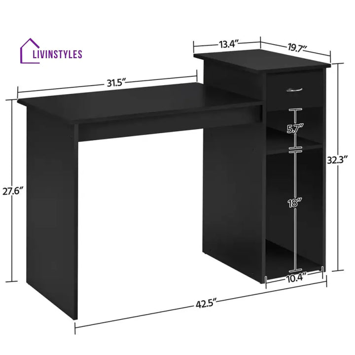 Praskovya Black Study Table for Students