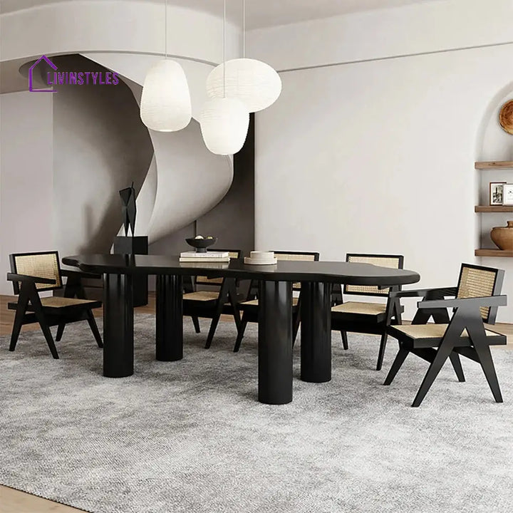 Praskovya Solid Wood 6 Seater Dining Table Set
