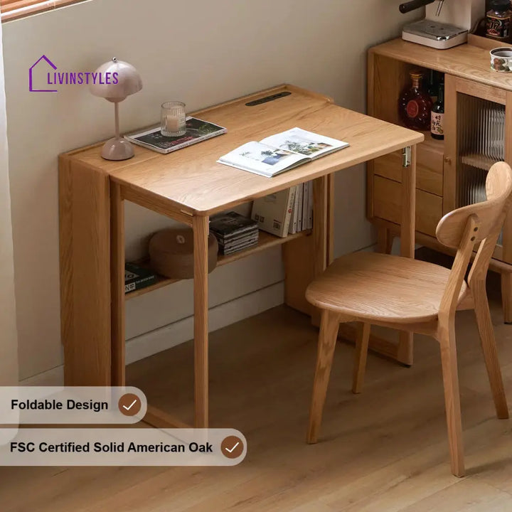 Praskovya Solid Wood Folding Study Table for Students