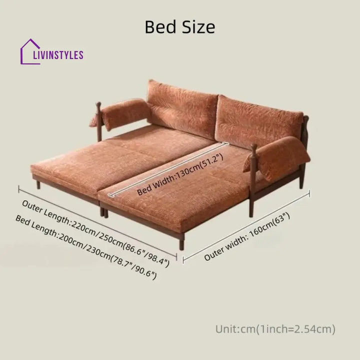 Pratiksha Solid Sheesham Wood Sofa Bed For Living Room