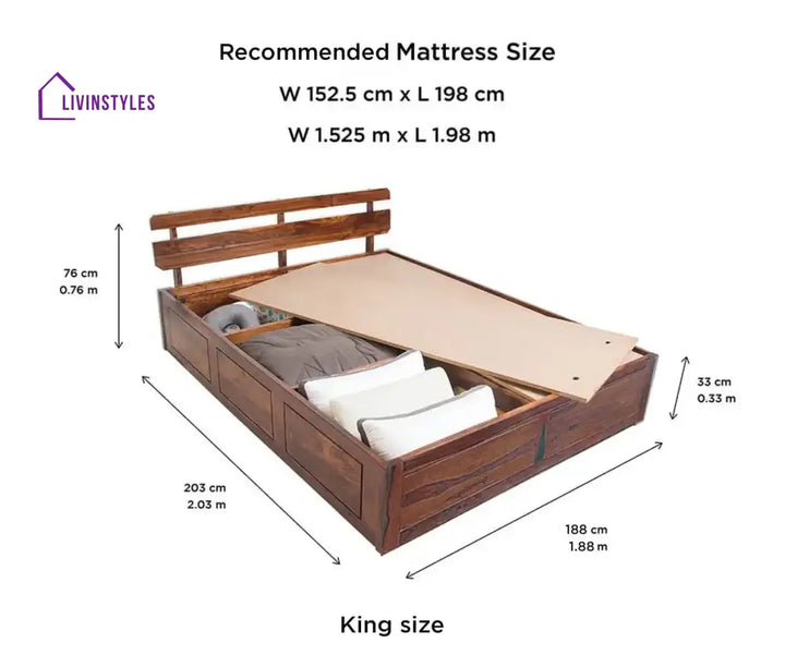 Amira Sheesham Wood Storage Beds in Honey Bedroom Furniture Sets