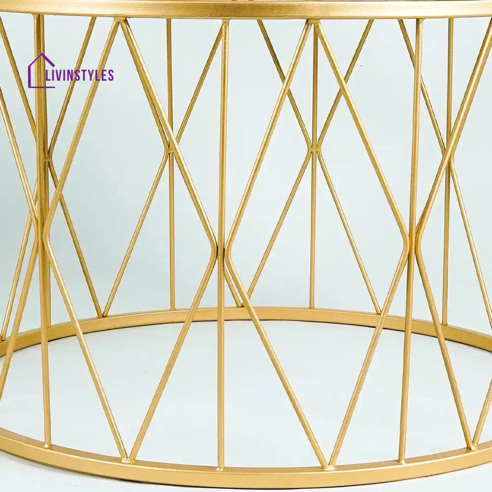 Premium Designer White Marble Round Shape Center Table in Criss Cross Pattern Table