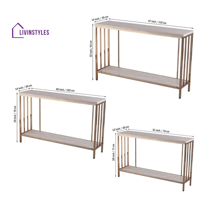 Premium Faux Marble Designer Console Table with Metal Finish Table