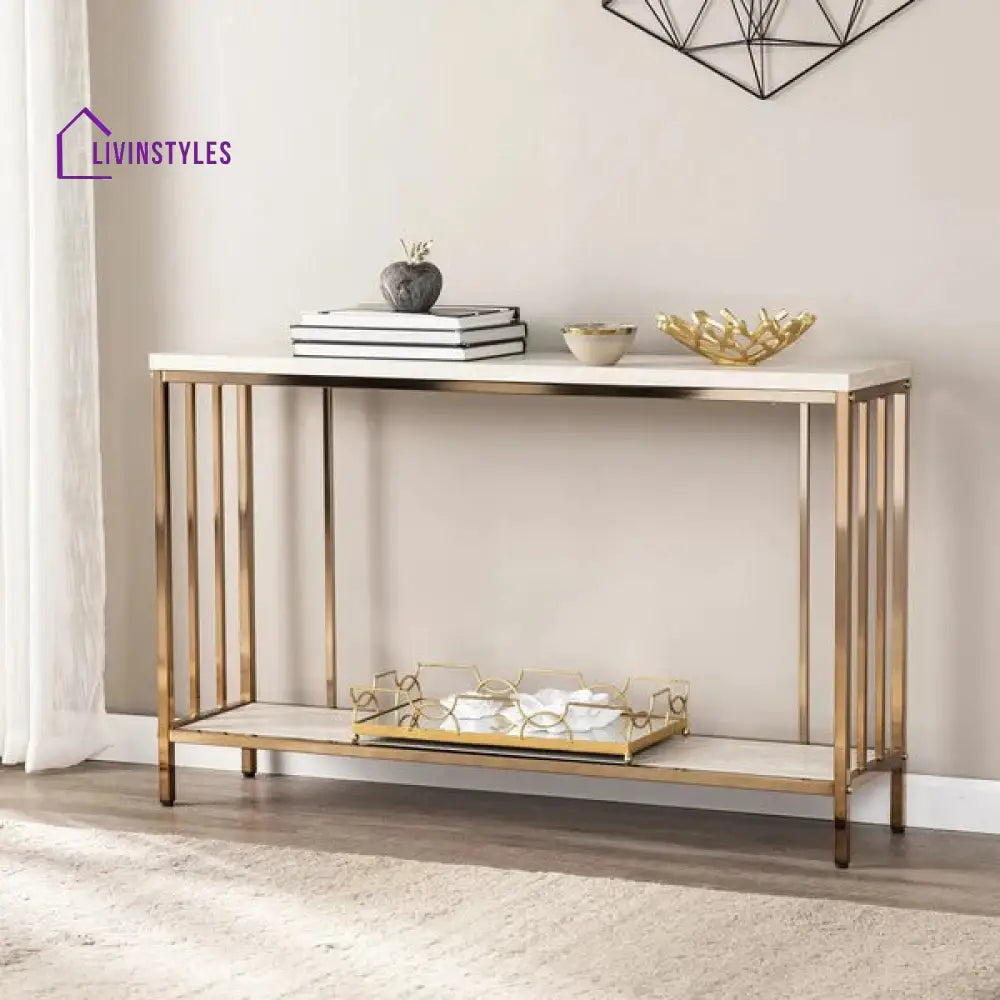 Premium Faux Marble Designer Console Table with Metal Finish Table