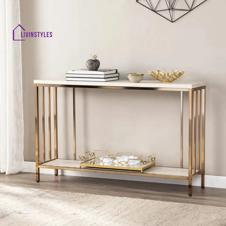 Premium Faux Marble Designer Console Table with Metal Finish Table