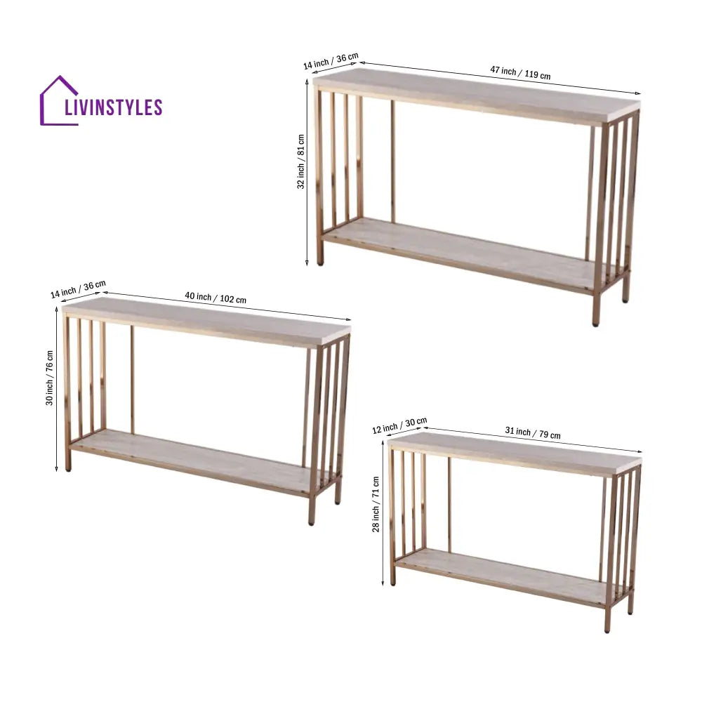 Premium Faux Marble Designer Console Table with Metal Finish Table