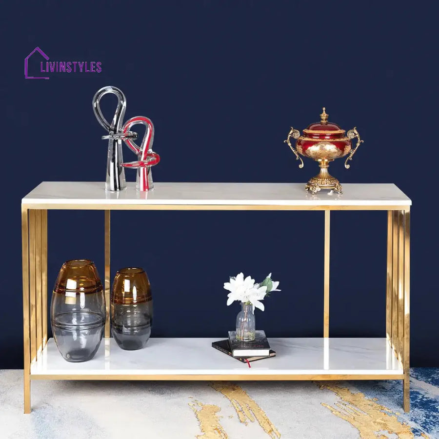 Premium Faux Marble Designer Console Table with Metal Finish Table