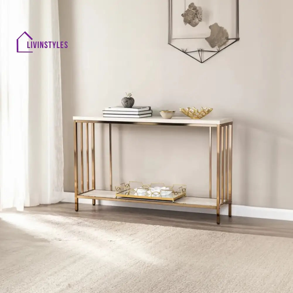 Premium Faux Marble Designer Console Table with Metal Finish Table