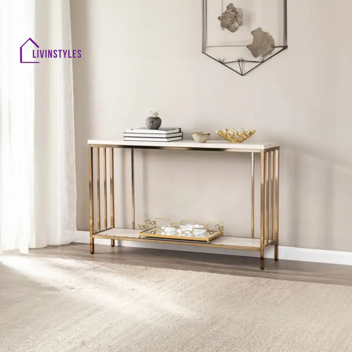 Premium Faux Marble Designer Console Table with Metal Finish Table