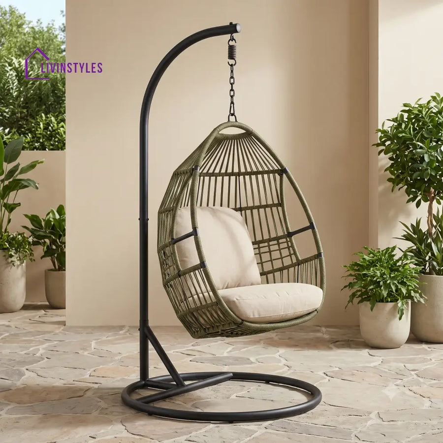 Premium MS Frame with Powder Coated Outdoor Swing Chair with Stand