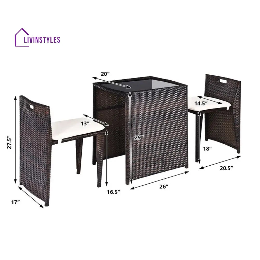 Presha 2 Seater Rectangular Outdoor Dining Set With Cushions