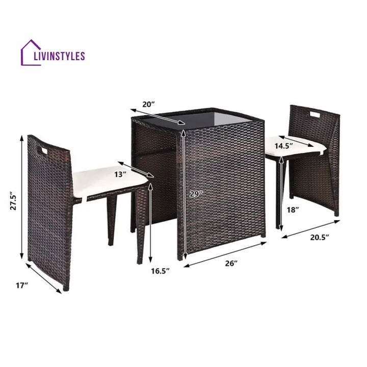 Presha 2 Seater Rectangular Outdoor Dining Set With Cushions