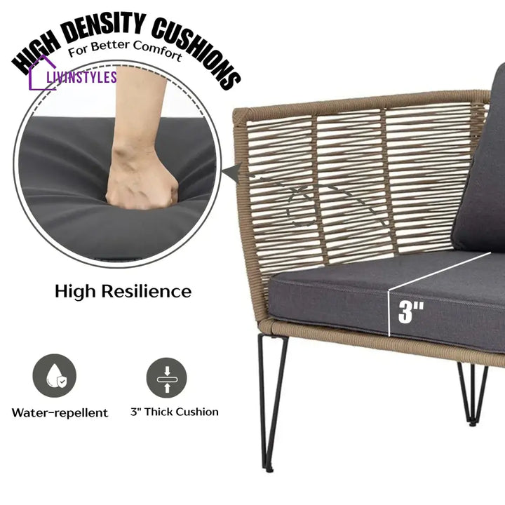Prisha 1-Piece Outdoor Rope Loveseat Sofa - Sofa Set