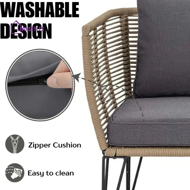 Prisha 1-Piece Outdoor Rope Loveseat Sofa - Sofa Set