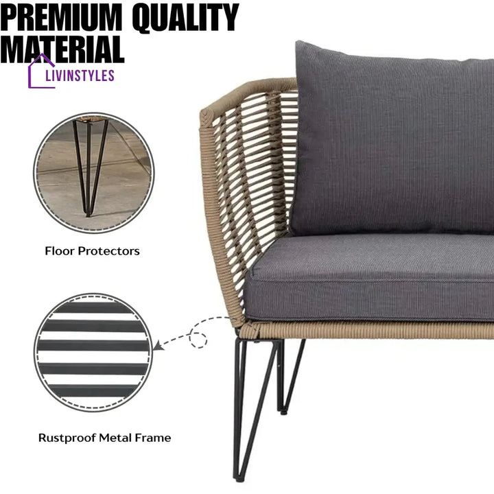 Prisha 1-Piece Outdoor Rope Loveseat Sofa - Sofa Set