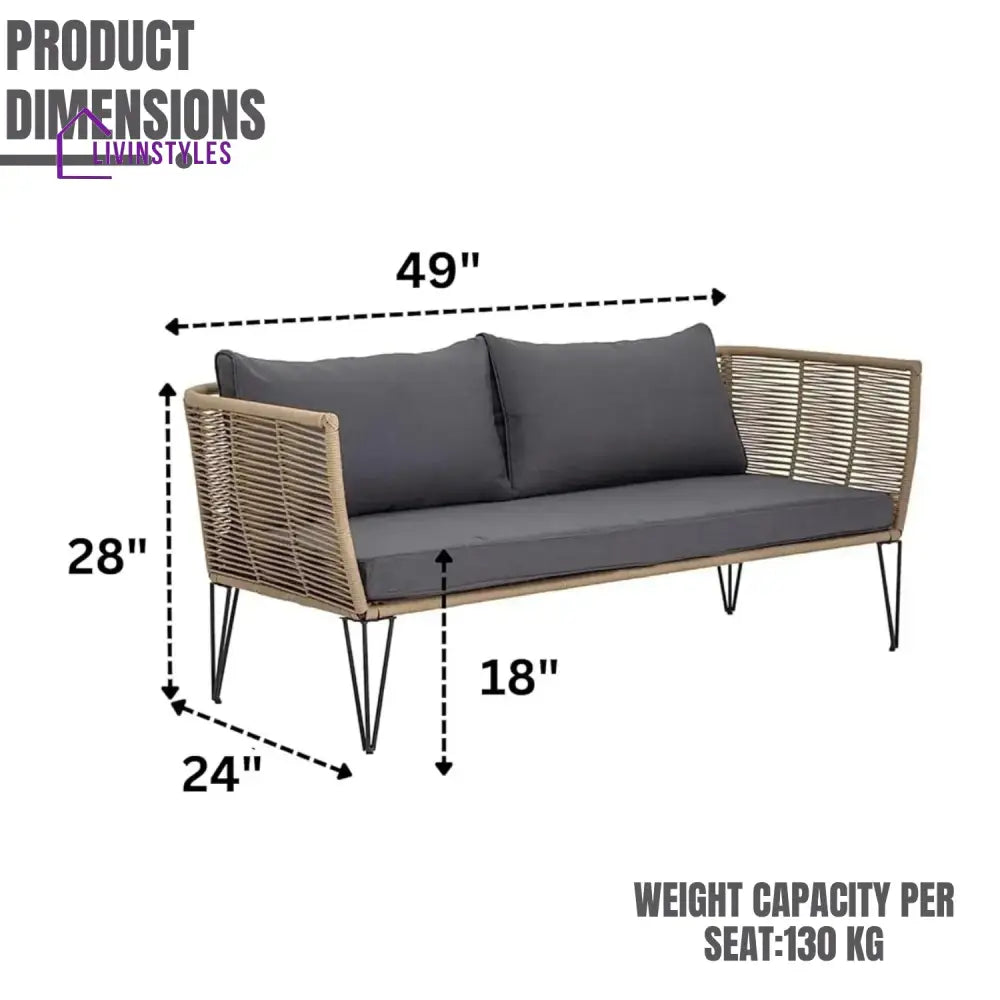 Prisha 1-Piece Outdoor Rope Loveseat Sofa - Sofa Set