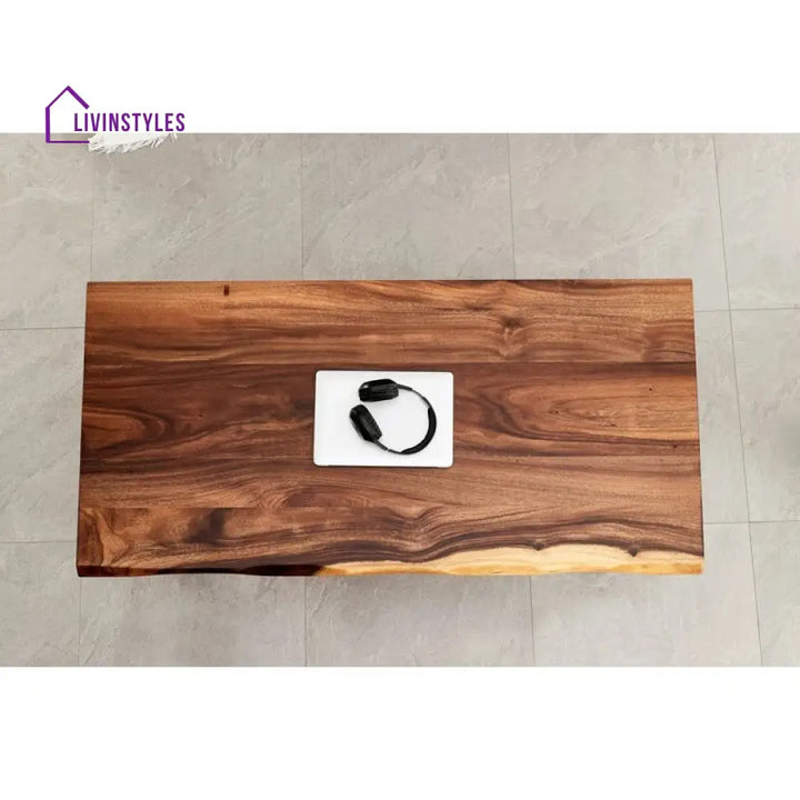 Priya Solid Wood and Metal Coffee Table for Living Room
