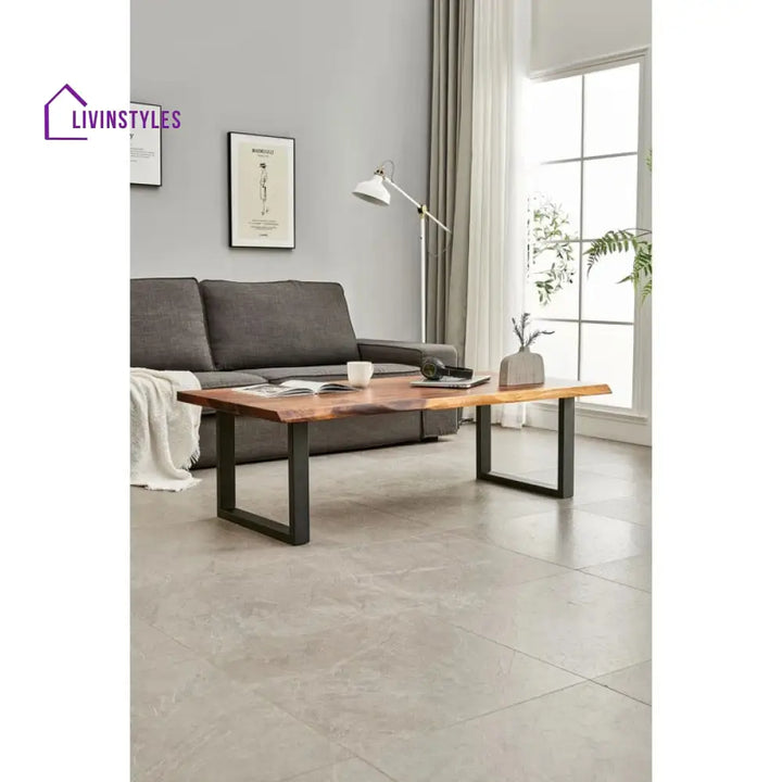Priya Solid Wood and Metal Coffee Table for Living Room