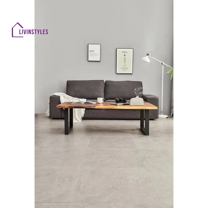 Priya Solid Wood and Metal Coffee Table for Living Room