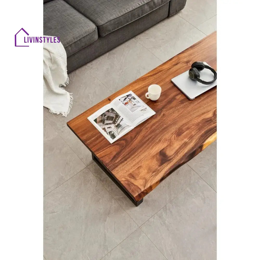 Priya Solid Wood and Metal Coffee Table for Living Room