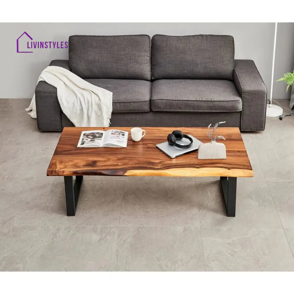 Priya Solid Wood and Metal Coffee Table for Living Room