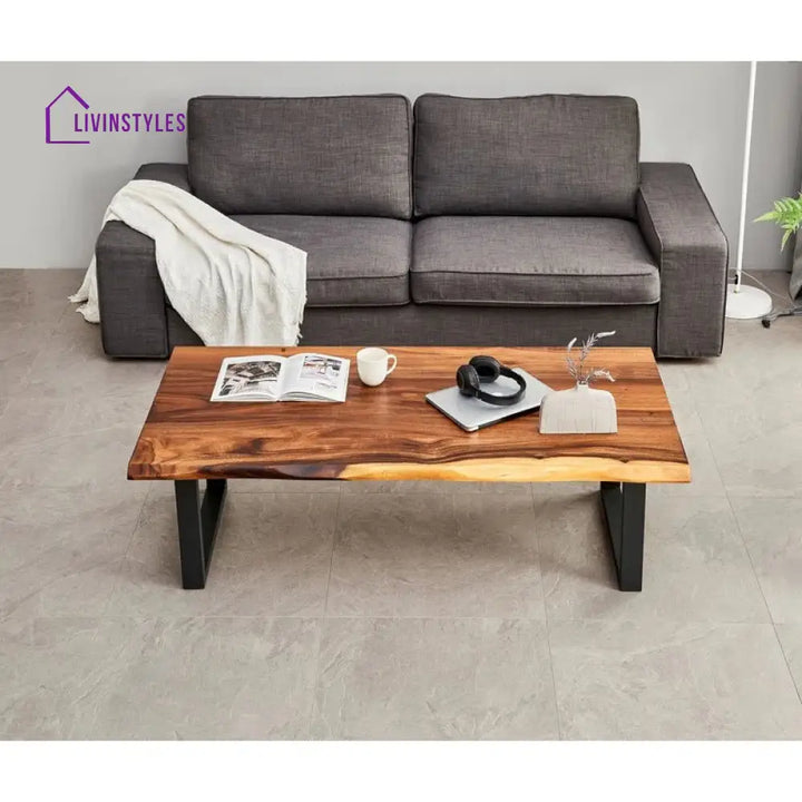 Priya Solid Wood and Metal Coffee Table for Living Room
