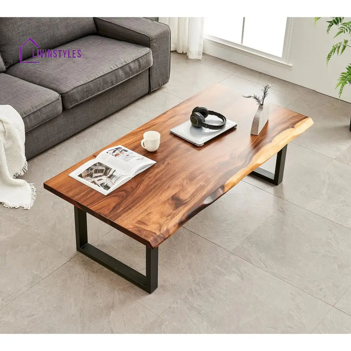 Priya Solid Wood and Metal Coffee Table for Living Room
