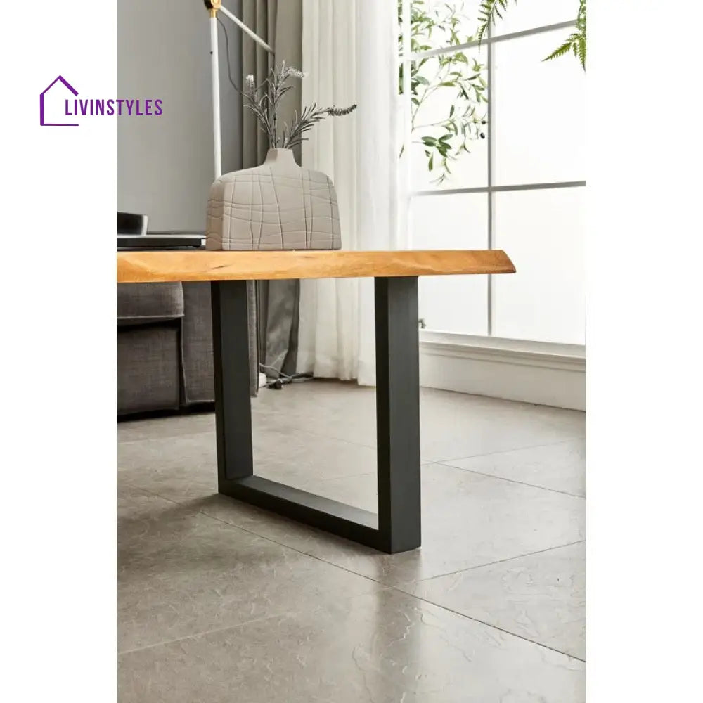 Priya Solid Wood and Metal Coffee Table for Living Room