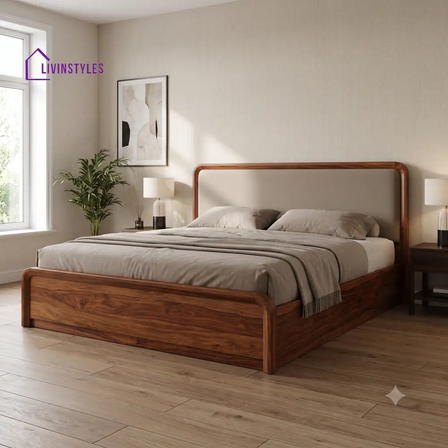 Priya Wooden Bed | Solid Wood Double Bed | Wooden King size bed & Wooden Queen size bed