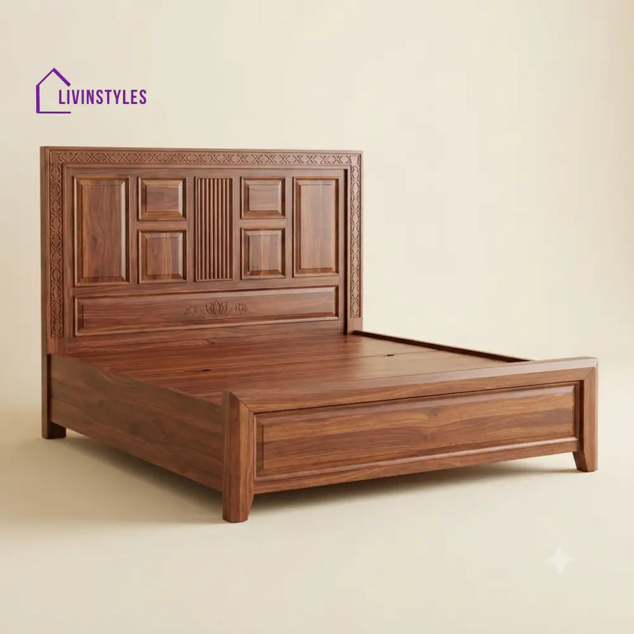 Priyanka Sheesham Wood Bed With Box Storage | Wooden Bed