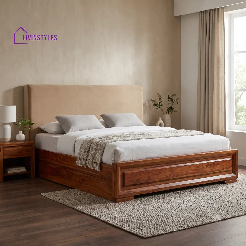 Priyanka Wooden Bed | Solid Wood Double Bed | Wooden King size bed & Wooden Queen size bed