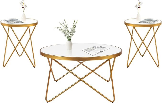 Riyash Metal Coffee Table For Living Room - Set Of 3