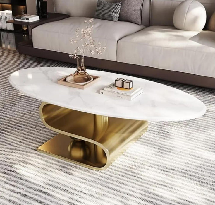Rachana Stainless Steel Pvd Coated Coffee Table With Marble Top