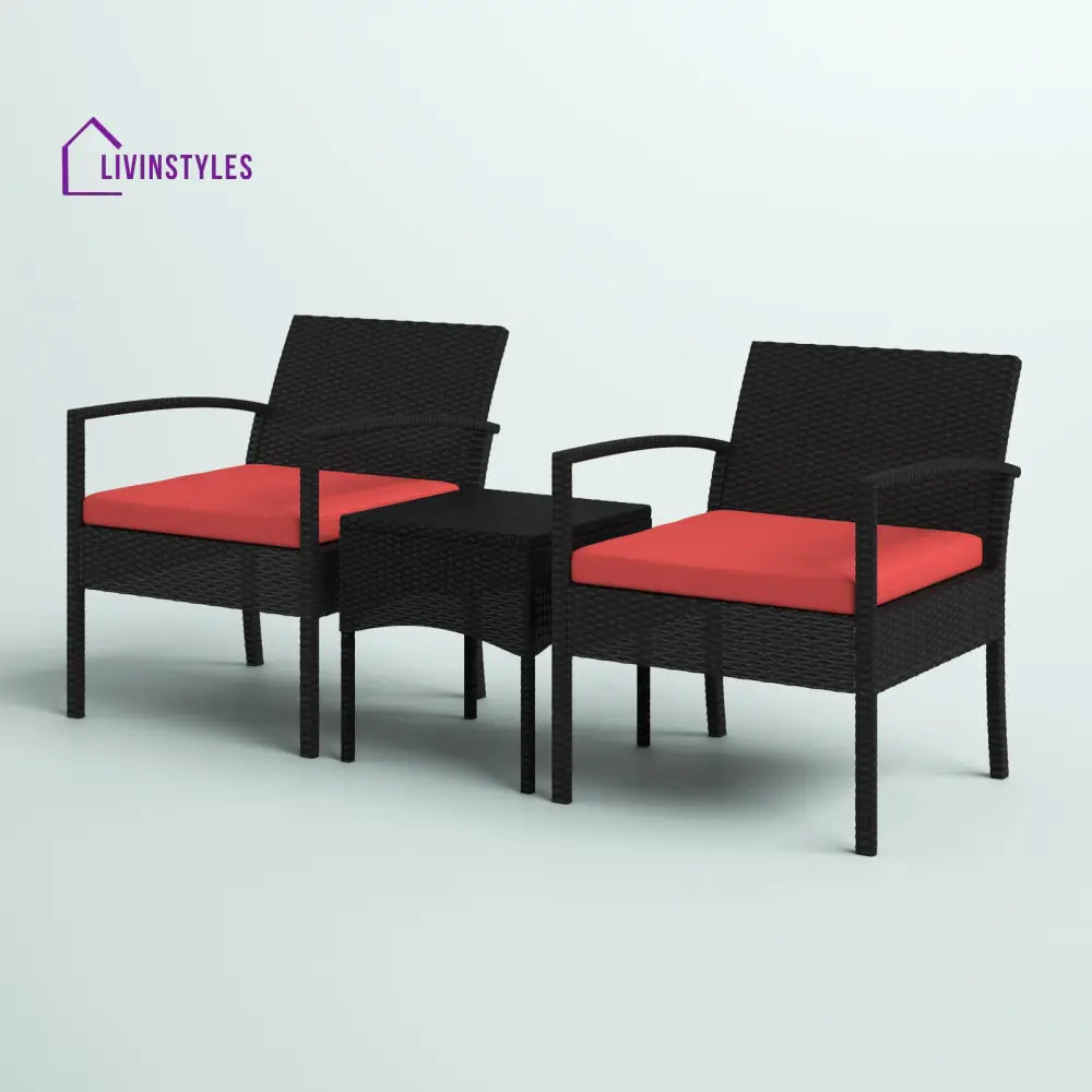 Pronto Outdoor Patio Seating Set 2 Chairs and 1 Table Set (Brown + Red) - Coffee Table Sets