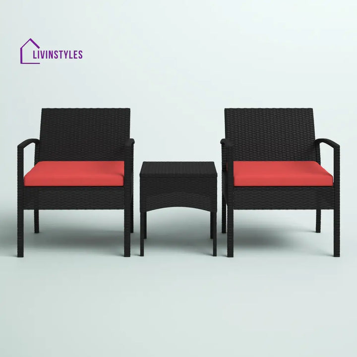 Pronto Outdoor Patio Seating Set 2 Chairs and 1 Table Set (Brown + Red) - Coffee Table Sets