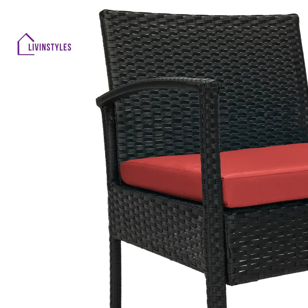 Pronto Outdoor Patio Seating Set 2 Chairs and 1 Table Set (Brown + Red) - Coffee Table Sets