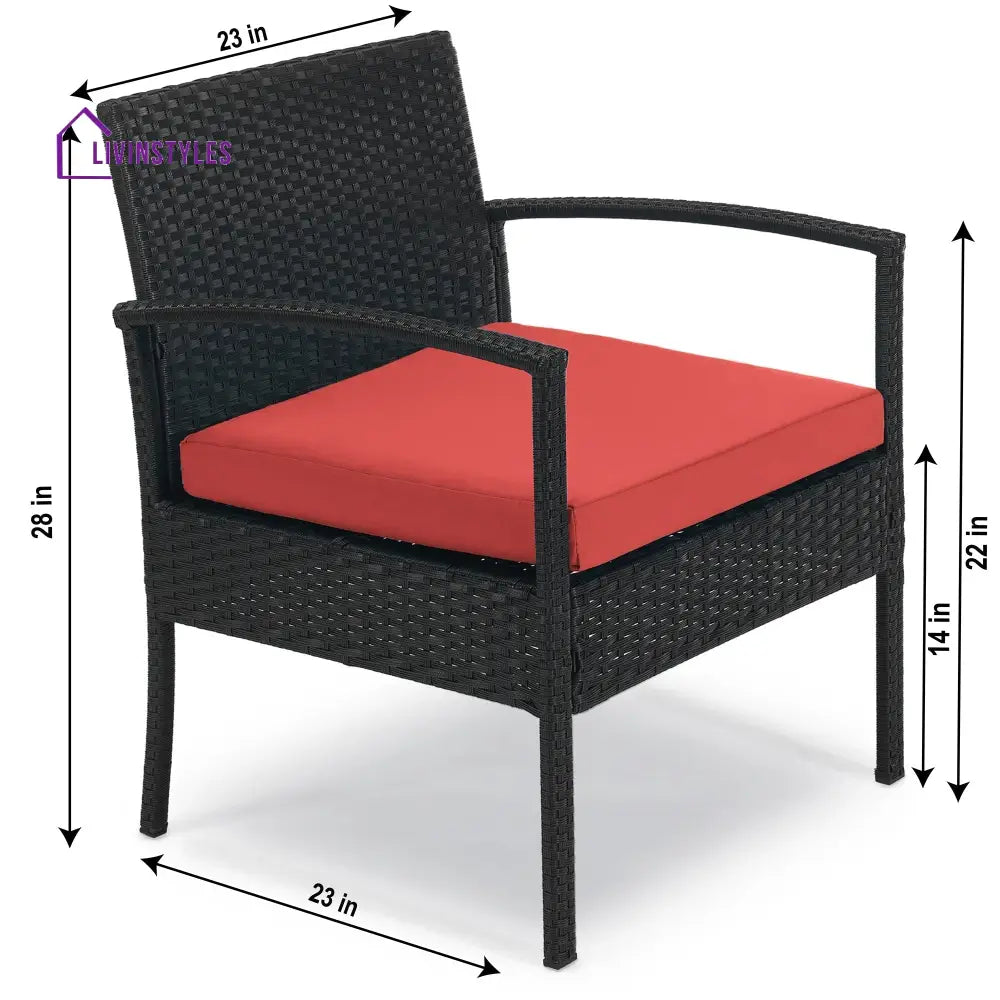 Pronto Outdoor Patio Seating Set 2 Chairs and 1 Table Set (Brown + Red) - Coffee Table Sets