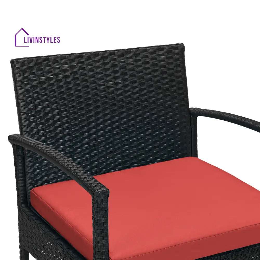 Pronto Outdoor Patio Seating Set 2 Chairs and 1 Table Set (Brown + Red) - Coffee Table Sets