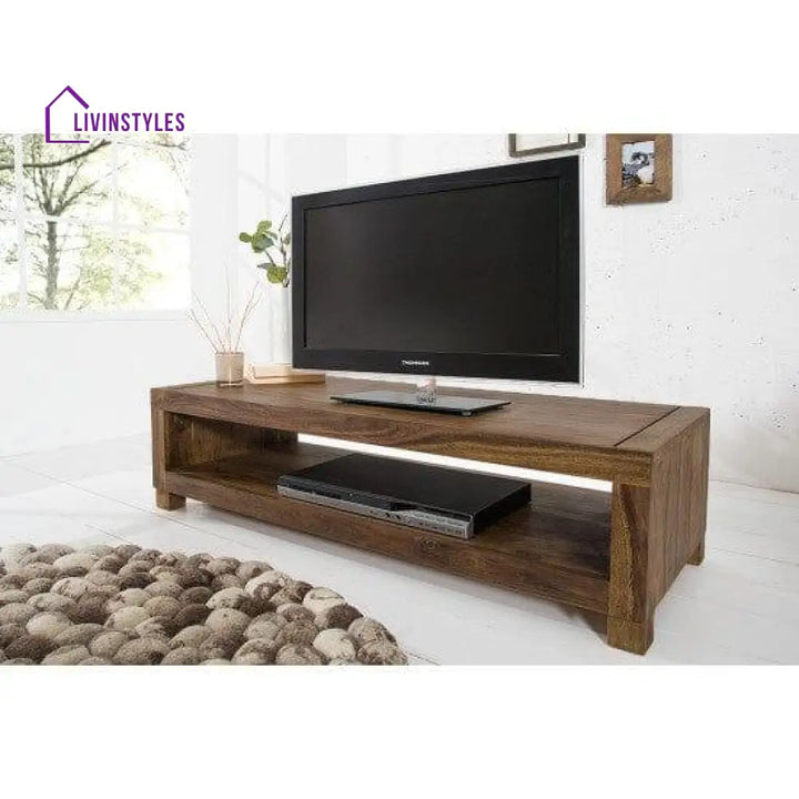 Providence Solid Sheesham Wood Tv Unit | Coffee Table In Walnut Finish