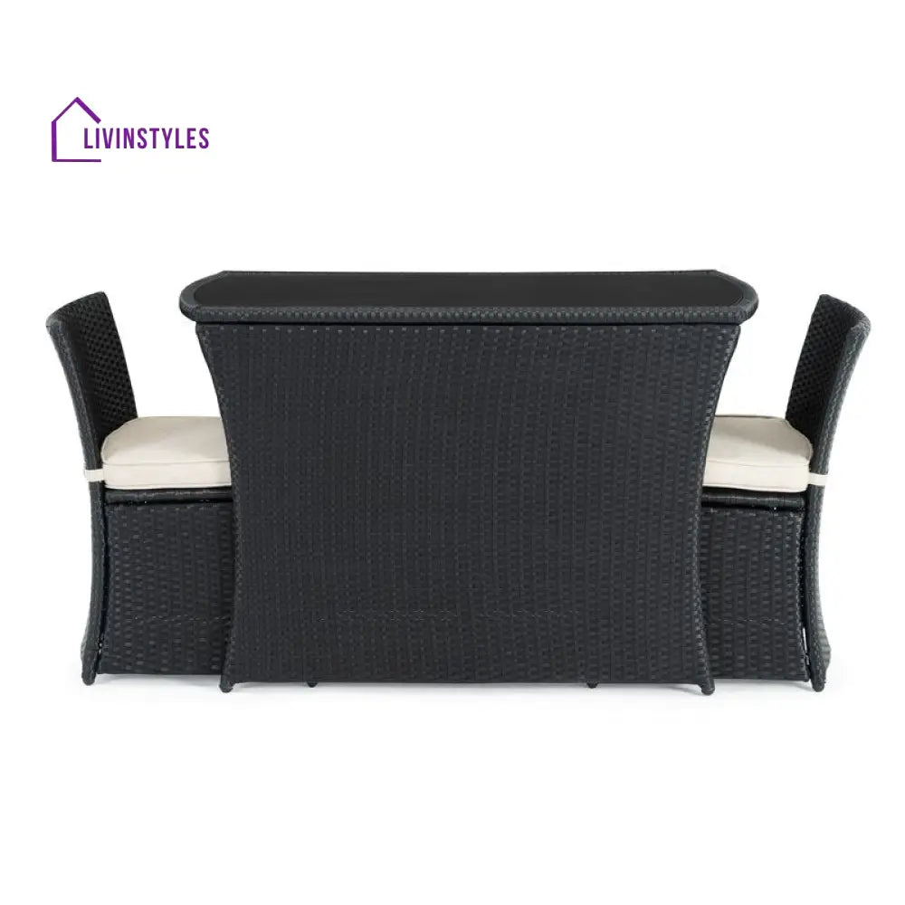 Pru Outdoor Patio Seating Set 2 Chairs and 1 Table Set (Black) - Coffee Table Sets