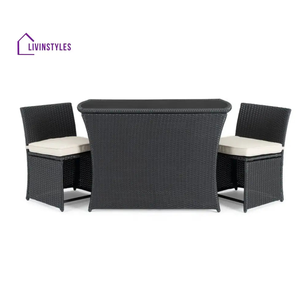 Pru Outdoor Patio Seating Set 2 Chairs and 1 Table Set (Black) - Coffee Table Sets
