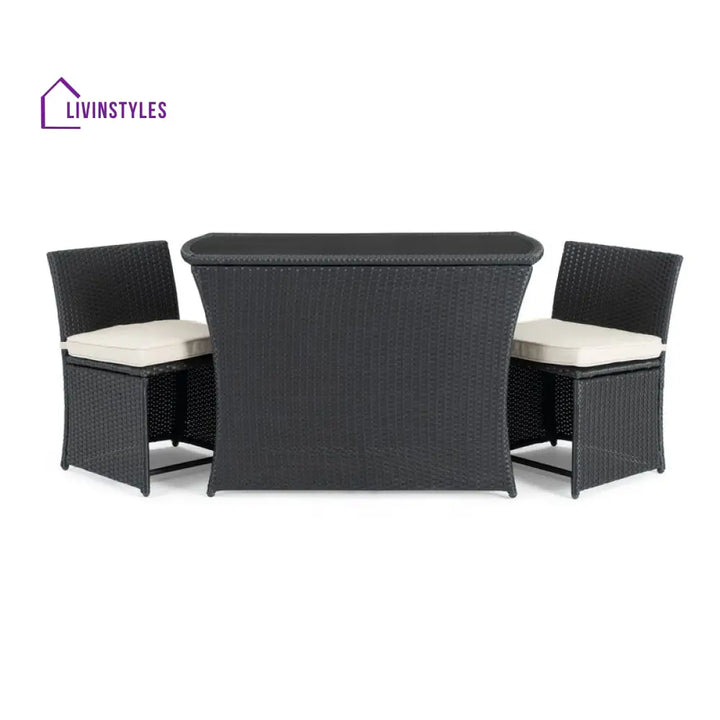 Pru Outdoor Patio Seating Set 2 Chairs and 1 Table Set (Black) - Coffee Table Sets
